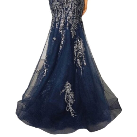 NWT Terani Couture 251P4641 Tulle Prom Dress Navy Size 2 - Picture 4 of 6